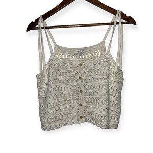 American Eagle Cream Crochet Cropped Tank Top SIZE XS